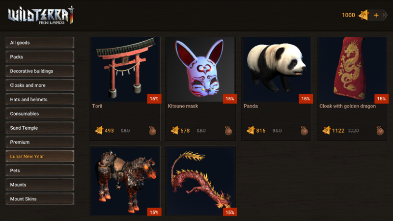 Wild Terra 2: New Lands - 15% Discount on New Store Items